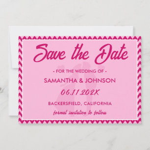 Errötendes Rosa Chevronstreifen QR-Code Save The Date