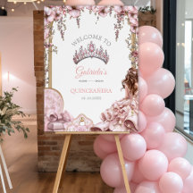 Errötendes Rosa Diadem Floral Quinceañera Willkomm