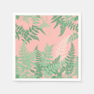 Errötendes Rosa Farnblatt Botanisches Sage Grün Mo Serviette