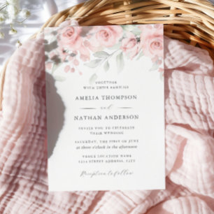 Errötendes Rosa Florales Elegantes Hochzeit  Einladung