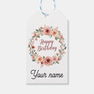 Errötendes Rosa Florales Kranz Wasserfarben-Design Geschenkanhänger