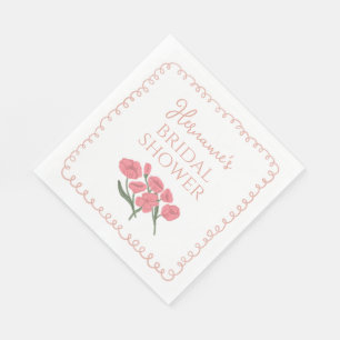 Errötendes Rosa Florales Whimsical Brautbad Serviette