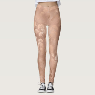 Errötendes Rosa Gold Ginkgo Blätter Elegant Botani Leggings