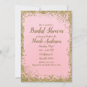 Errötendes Rosa Gold Glitter Glam modernes Brauseb Einladung