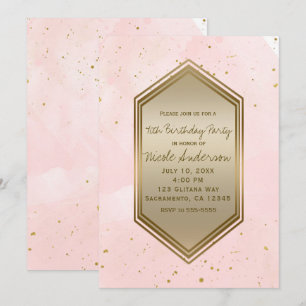 Errötendes Rosa Gold Sprenkel Glam Geburtstagsfeie Einladung