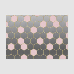 Errötendes Rosa Grau & Gold Sechseck Moderne Glamo Seidenpapier