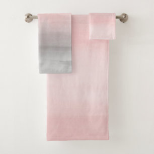 Errötendes Rosa & Graues modernes Wasserfarben Gir Badhandtuch Set