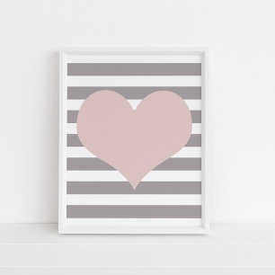 Errötendes Rosa Herz Minimalistische Wandkunst Poster