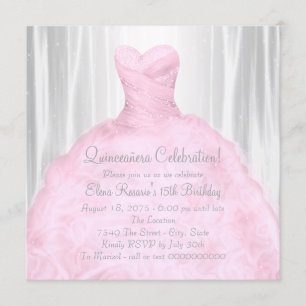 Errötendes rosa Kleid Elegantes rosa Quinceañera-K Einladung