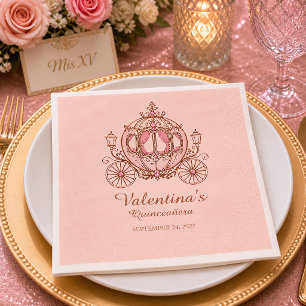 Errötendes Rosa Kutschen-Prinzessin Quinceañera Serviette