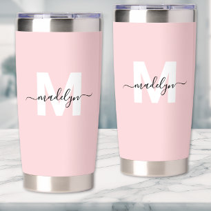 Errötendes Rosa Mädchen-Monogramm-Name Thermobecher