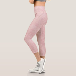 Errötendes Rosa Massives Strukturfarbe Capri Leggings