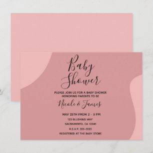 Errötendes Rosa-Mauve Moderne Minimal Baby Shower  Einladung