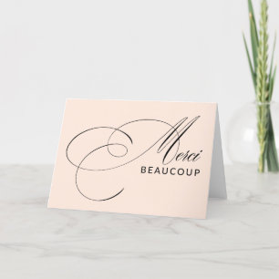 Errötendes Rosa Merci Beaucoup Elegante Kalligrafi Dankeskarte