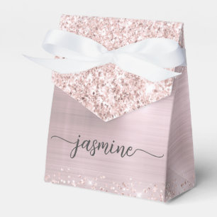 Errötendes Rosa Metall Roségold Glitter Monogramm  Geschenkschachtel