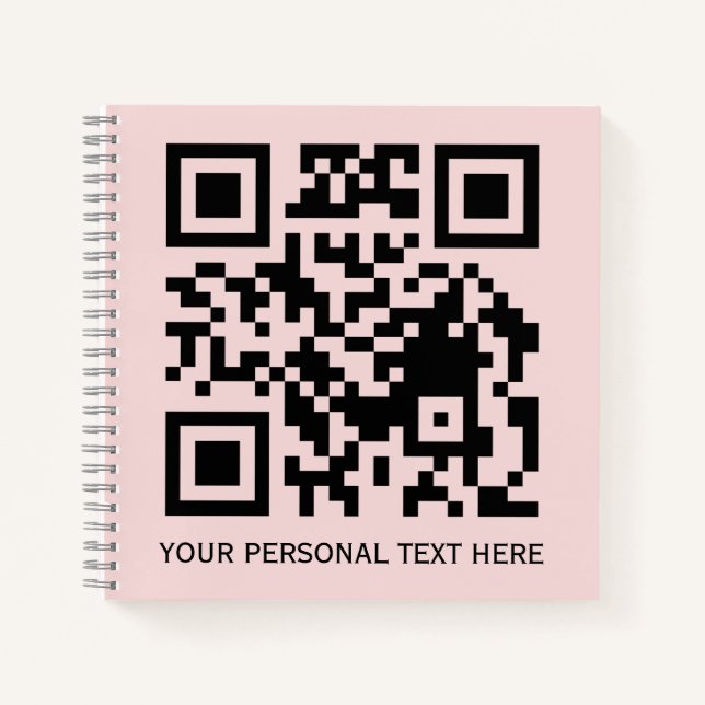 Errötendes Rosa Minimal QR-Code Scan mich Design Notizbuch (Vorderseite)