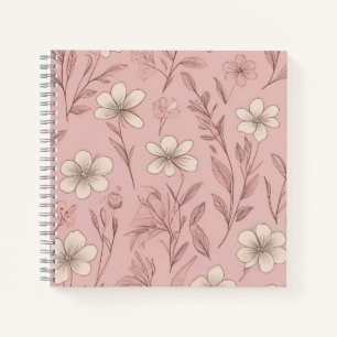 Errötendes Rosa Minimales Florales Muster Notizbuch