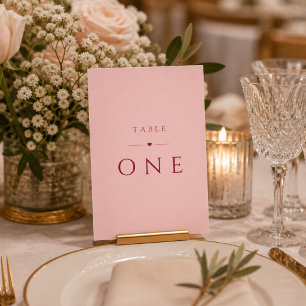 Errötendes Rosa Minimalistische Hochzeit Tischnumm Tischnummer