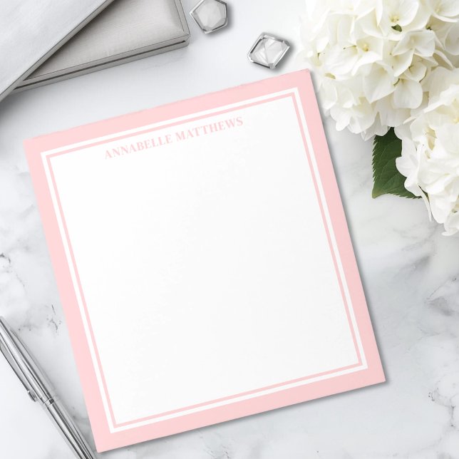 Errötendes Rosa Minimalistisches Monogramm Notizblock (Blush Pink Minimalist Monogram Notepad )