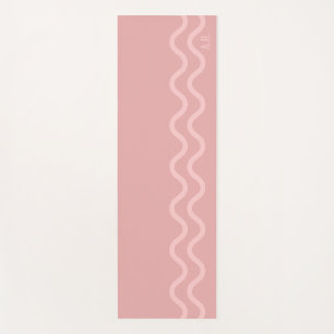 Errötendes Rosa Moderne Minimale Wellenlinien Mit  Yogamatte