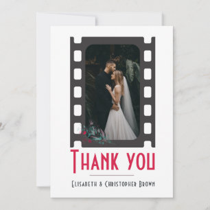 Errötendes Rosa Modernes Film Florales Hochzeit Dankeskarte