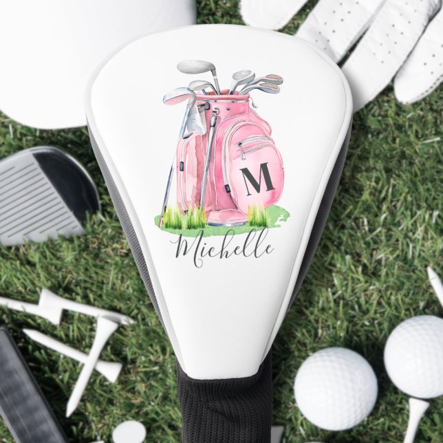 Errötendes Rosa Monogramm Golf Headcover (Blush Pink Monogram Golf Head Cover )