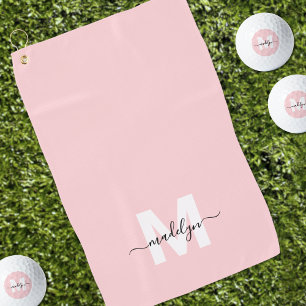 Errötendes Rosa Monogramm Golfhandtuch