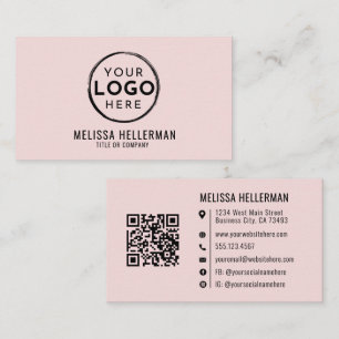 Errötendes Rosa Professionelles Logo QR-Code Visitenkarte