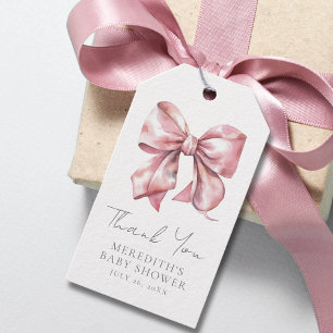 Errötendes Rosa Schleife Babyparty Geschenkanhänger
