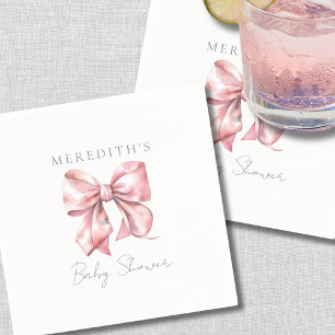 Errötendes Rosa Schleife Babyparty Serviette
