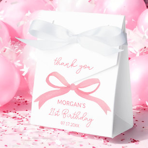 Errötendes Rosa Schleife Geburtstagsfeier Danke Na Geschenkschachtel