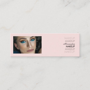 Errötendes Rosa Schwarze Schrift Foto-Make-up Mini Visitenkarte