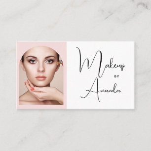 Errötendes Rosa Schwarze Schrift Foto Make-up Visi Visitenkarte