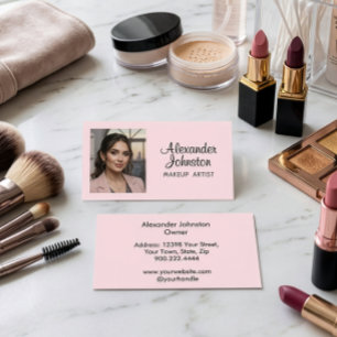 Errötendes Rosa Schwarze Schrift Foto Make-up Visi Visitenkarte
