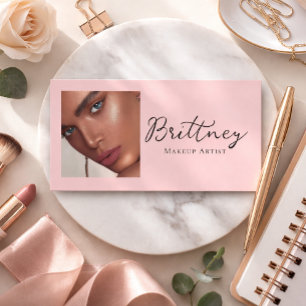 Errötendes Rosa Schwarze Schrift Foto Make-up Visi Visitenkarte