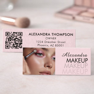 Errötendes Rosa Schwarzes Schriftfoto-Make-up  Mini Visitenkarte