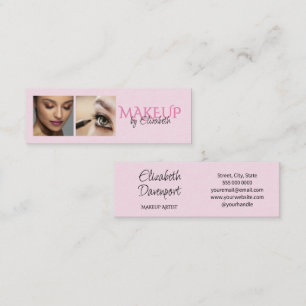 Errötendes Rosa Schwarzes Skript-Foto-Make-up Mini Visitenkarte