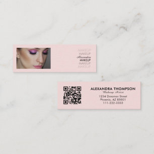 Errötendes Rosa Schwarzes Skript Foto Make-up Mini Visitenkarte