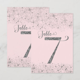 Errötendes Rosa Silber Glitter-Tischzahlen Nummer  Einladung