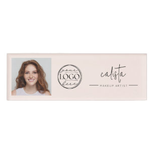 Errötendes Rosa Skript-Logo Foto Make-up Namenschild