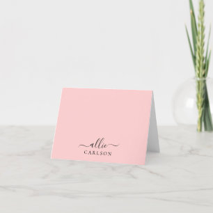 Errötendes Rosa Staubiges Rosa Modern Minimalist N Dankeskarte