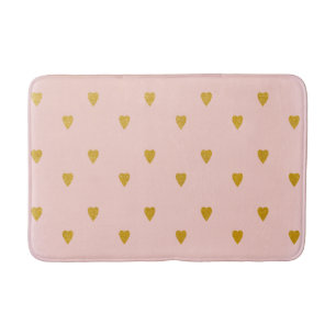 Errötendes Rosa & Süße Gold Herzen Badematte
