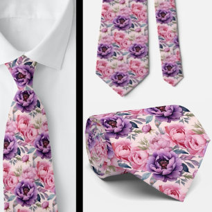 Errötendes Rosa und Lila Veilchen Blumen Floral Krawatte