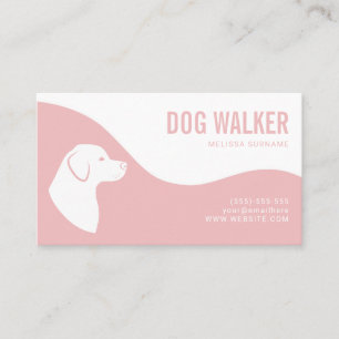 Errötendes Rosa und Weißer Hund Silhouette Hundeau Visitenkarte