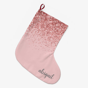 Errötendes Rosa Weibliches Glitzer Modern Stilvoll Großer Weihnachtsstrumpf