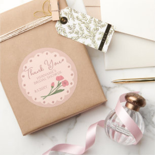 Errötendes Rosa Whimsical Dankeschön Brautparty Runder Aufkleber