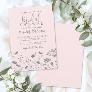 Errötendes Rosa Wildblumen-Brautjungfernparty Einladung