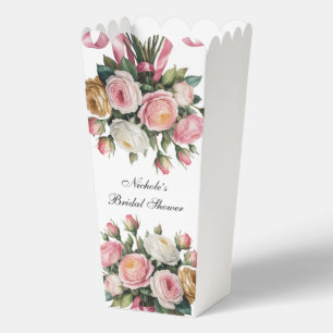 Errötendes Weiß und Gold Blumen Hochzeitsshower Geschenkschachtel