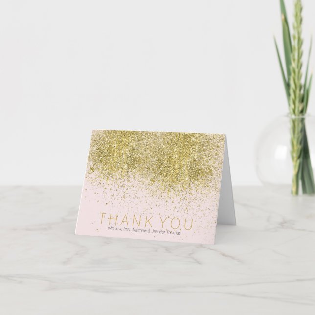 Errötet rosa Imitat, Gold, dasGlitzer Ihnen danken Dankeskarte (Vorderseite)
