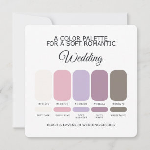 Errötungs- und Lavendel-Hochzeitsfarbpalette Karte